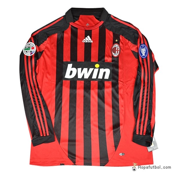 Camiseta AC Milan Replica Primera Ropa Manga Larga Retro 2006 2007 Rojo